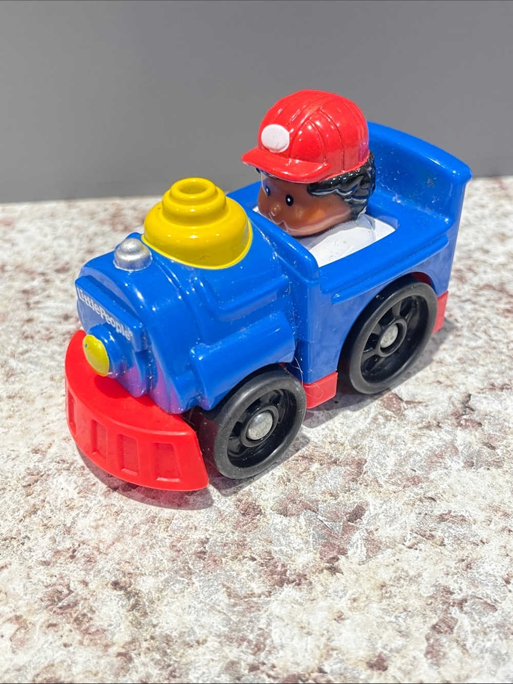 5/$25 Little People Wheelies Blue Train Driver with Red Hat